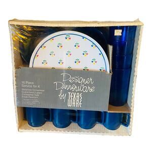 Vintage NOS 70's Texas Ware Melamine 16pc Dinnerware Plates Bowls Mugs Tumblers